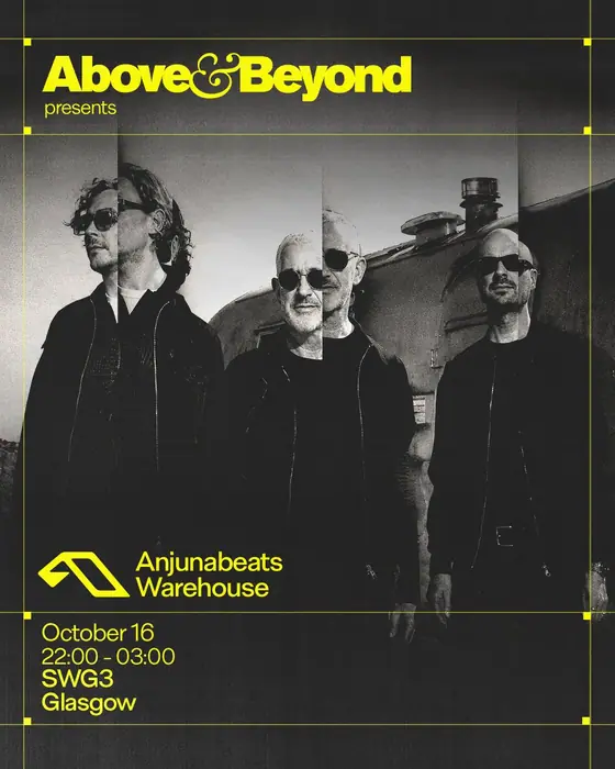 Affiche officielle de Above & Beyond presents Anjunabeats Warehouse (SWG3, Glasgow, Royaume-Uni, 16 octobre 2026)