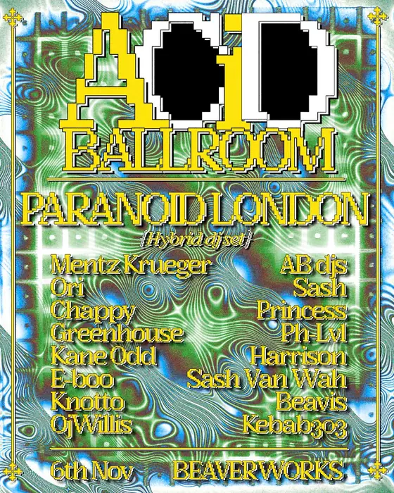Photo de Acid Ballroom presents: Paranoid London (Beaver Works, Leeds, Royaume-Uni, 6 novembre 2026)