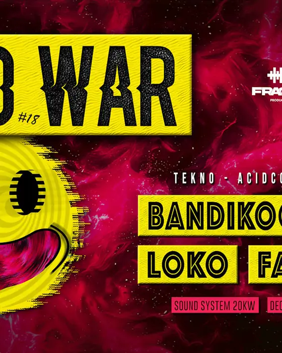 Official poster for Acid War [Bandikoot - Ind - Loko - Farfacid] (Mélomane Club, Montpellier, France, 9 October 2026)
