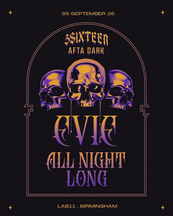 Affiche officielle de AFTA DARK Pres. EVIE (All Night Long) (LAB11, Birmingham, Royaume-Uni, 5 septembre 2026)