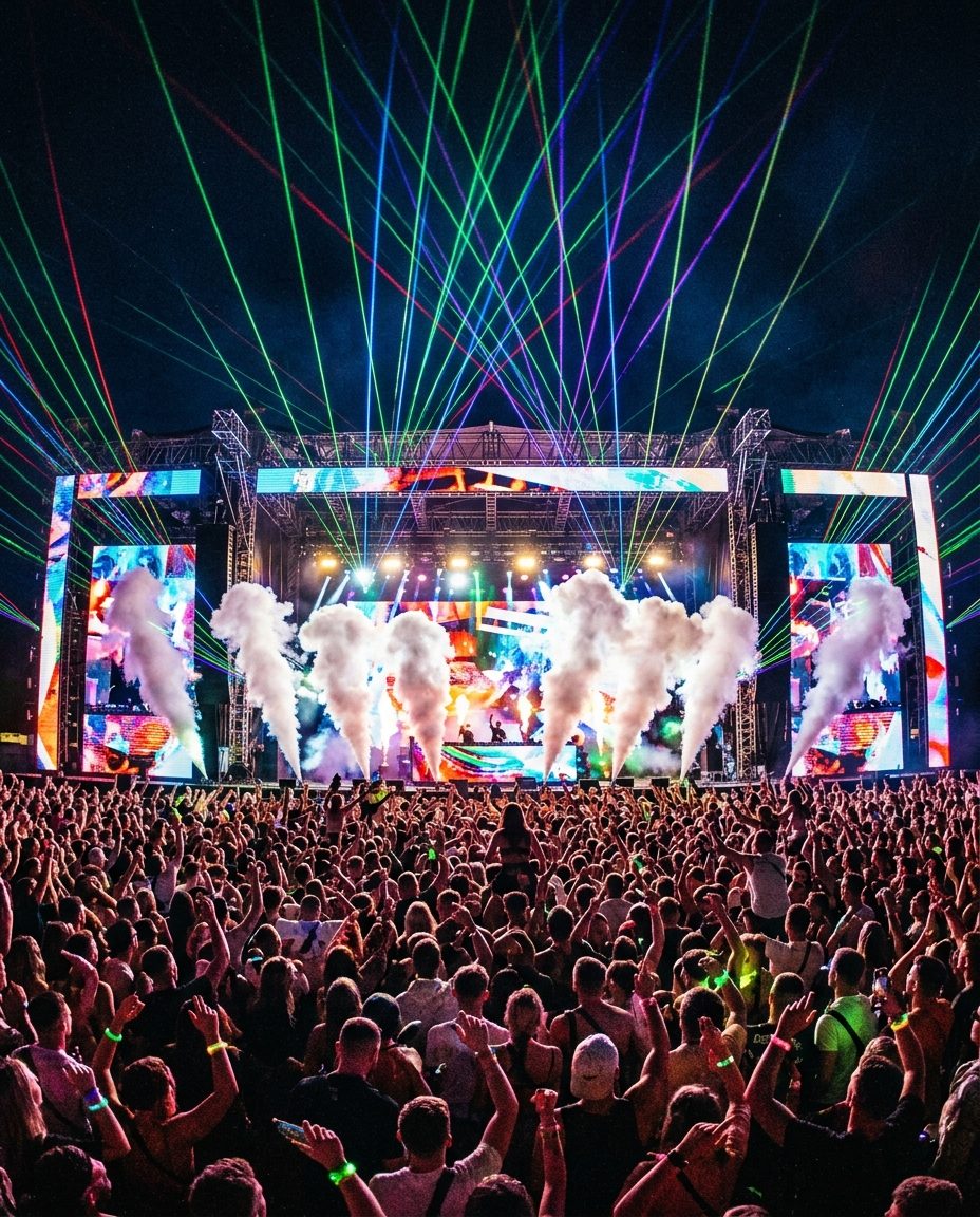 Illustrative key visual for Creamfields (Daresbury, Cheshire, Daresbury, UK, 27 August 2026)