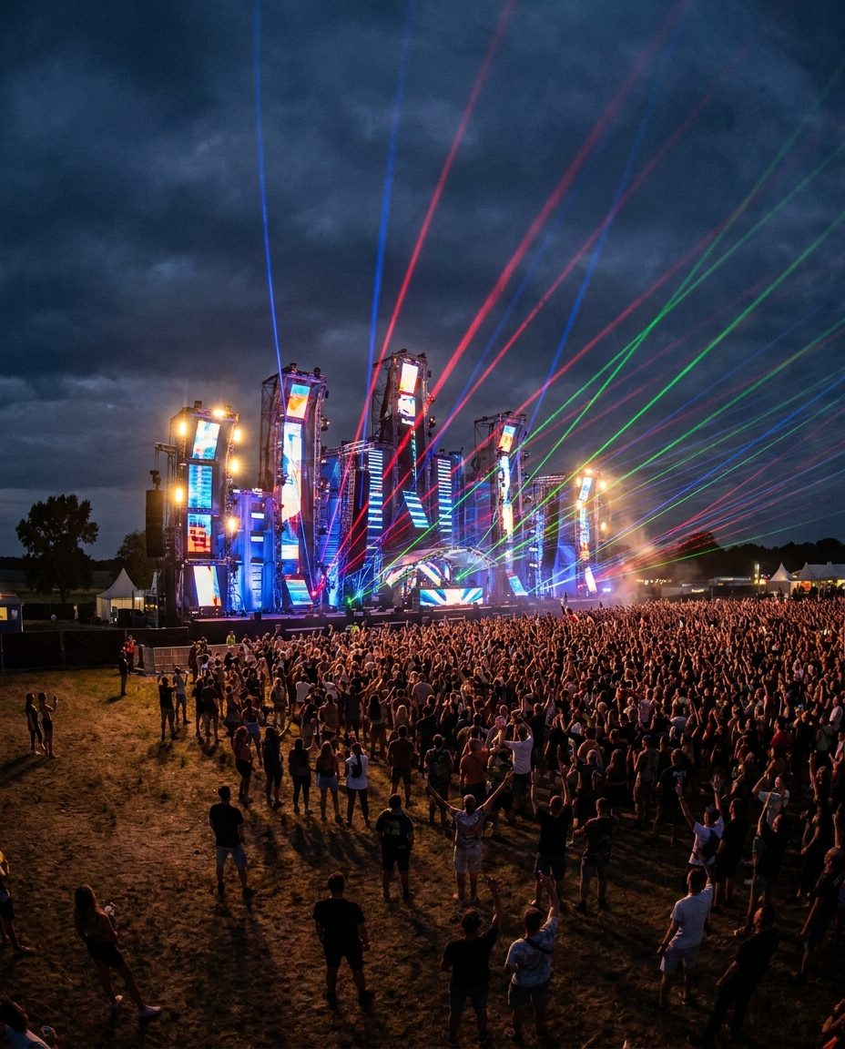 Illustrative key visual for Dour Festival (Plaine de la Machine à Feu, Dour, Belgium, 15 July 2026)