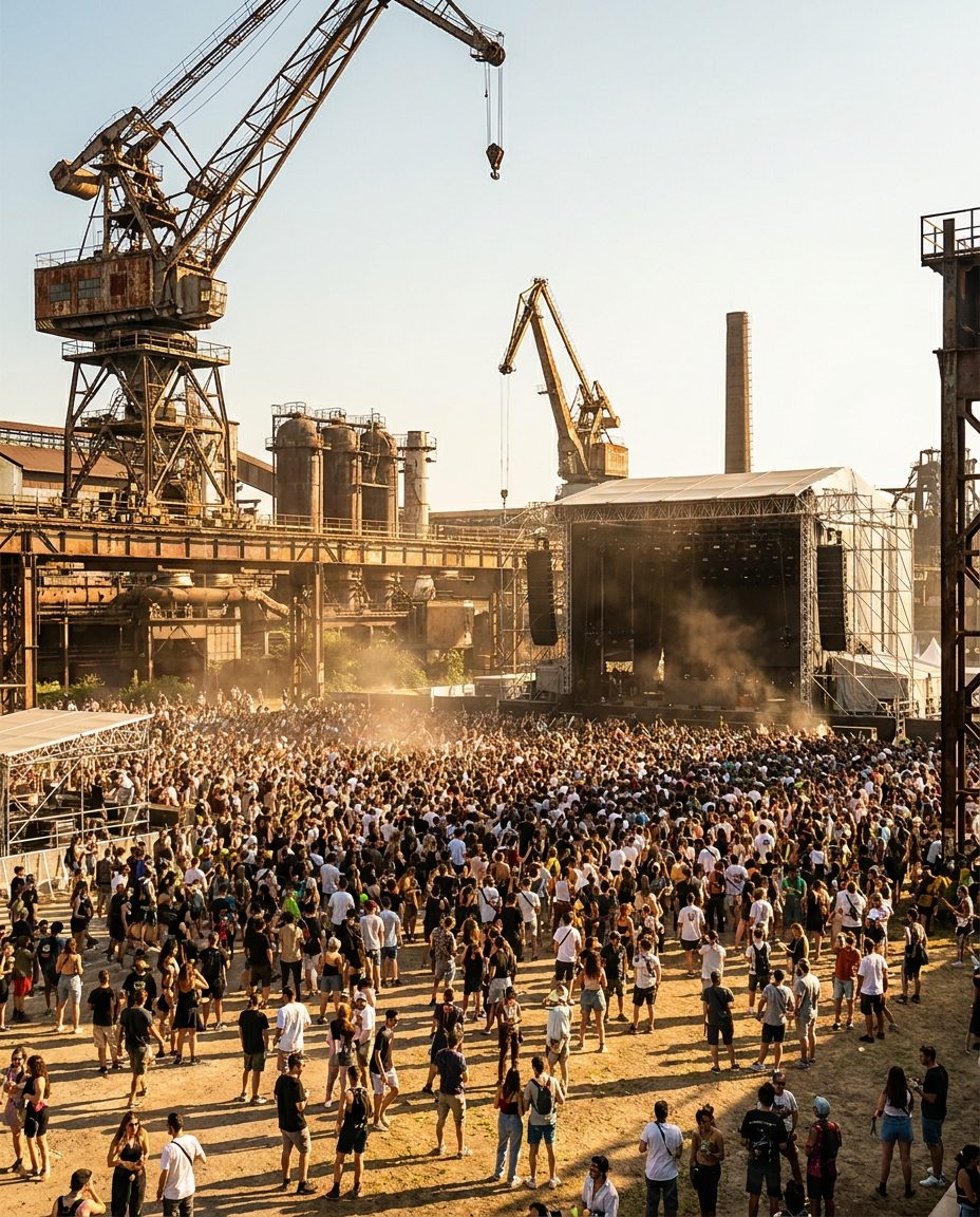 Illustrative key visual for Kappa FuturFestival (Parco Dora, Turin, Italy, 3 July 2026)