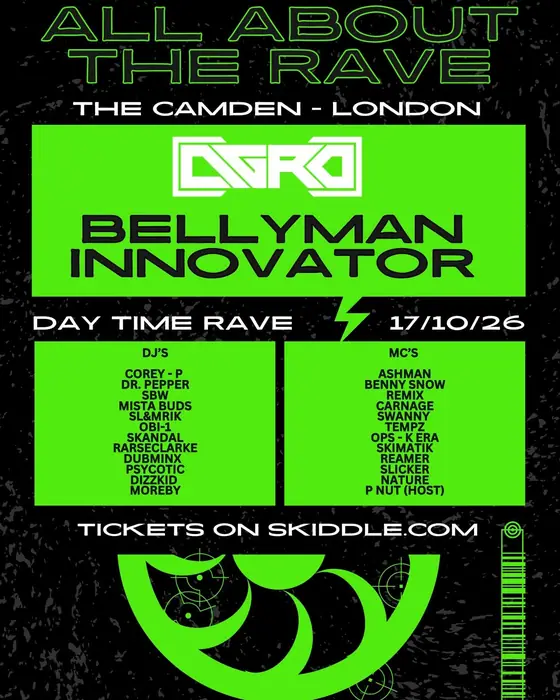 Affiche officielle de All About The Rave: The Camden :- Day Rave (The Camden, London, Royaume-Uni, 17 octobre 2026)