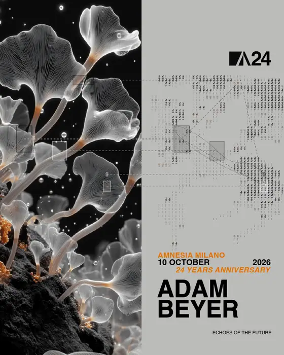 Affiche officielle de Amnesia Milano 24 Years - Adam Beyer (Amnesia Milano, Milan, Italie, 10 octobre 2026)