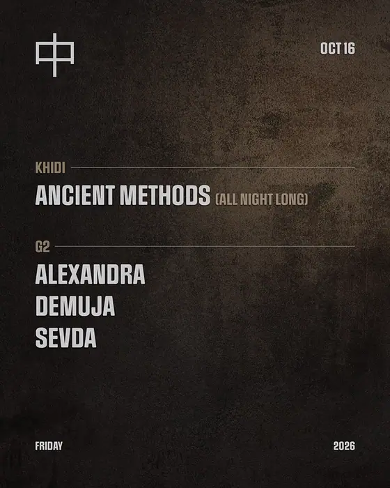 Affiche officielle de Ancient Methods au KHIDI (KHIDI, Tbilisi, Géorgie, 16 octobre 2026)