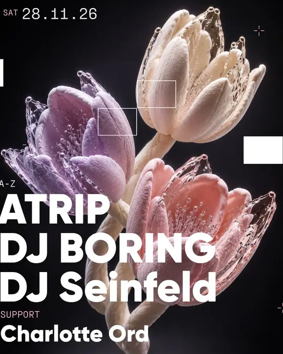 Photo de ATRIP, DJ BORING, DJ Seinfeld + Charlotte Ord (The Warehouse Leeds, Leeds, Royaume-Uni, 28 novembre 2026)