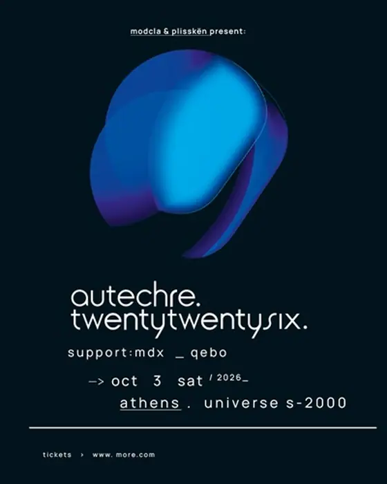 Affiche officielle de Autechre · Universe Athens (Universe Athens, Athens, Grèce, 3 octobre 2026)