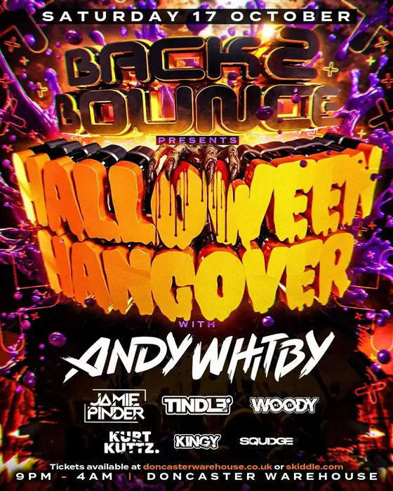 Affiche officielle de Back2Bounce The Halloween Hangover (The Doncaster Warehouse, Doncaster, Royaume-Uni, 17 octobre 2026)