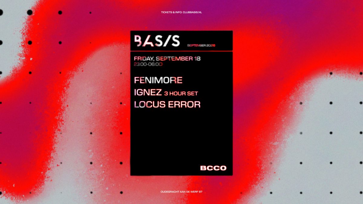 Affiche officielle de BASIS x BCCO w/ Ignez (BASIS, Oudegracht aan de Werf 97, Utrecht, Pays-Bas, 18 septembre 2026)