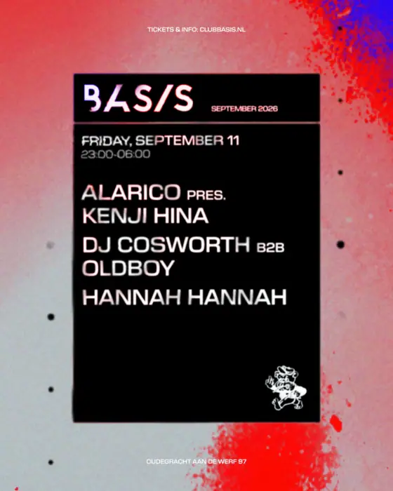 Affiche officielle de BASIS x HARDLINE w/ Alarico (BASIS, Oudegracht aan de Werf 97, Utrecht, Pays-Bas, 11 septembre 2026)