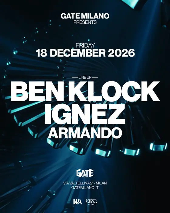 Official poster for Ben Klock & Ignez · Gate Milano (Gate Milano, Milan, Italy, 18 December 2026)
