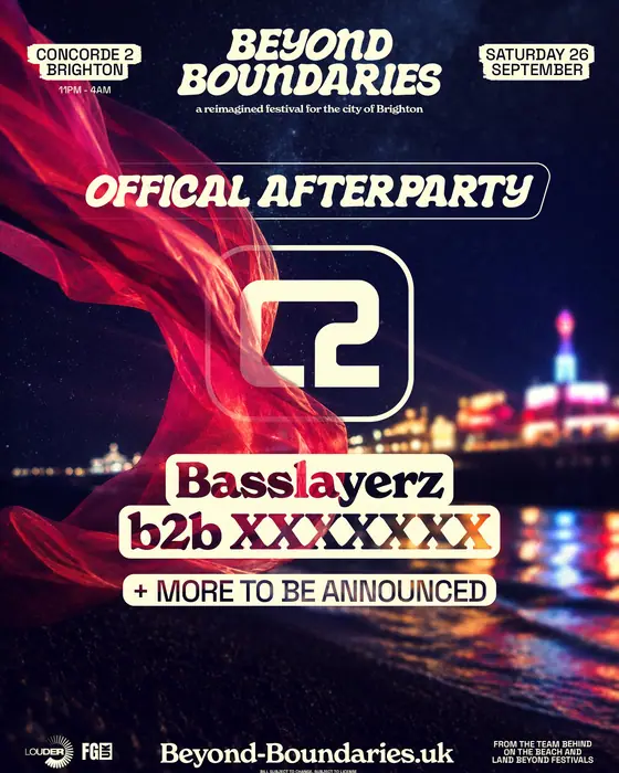 Affiche officielle de Beyond Boundaries Afters | Basslayerz + More! (Concorde 2, Brighton, Royaume-Uni, 26 septembre 2026)