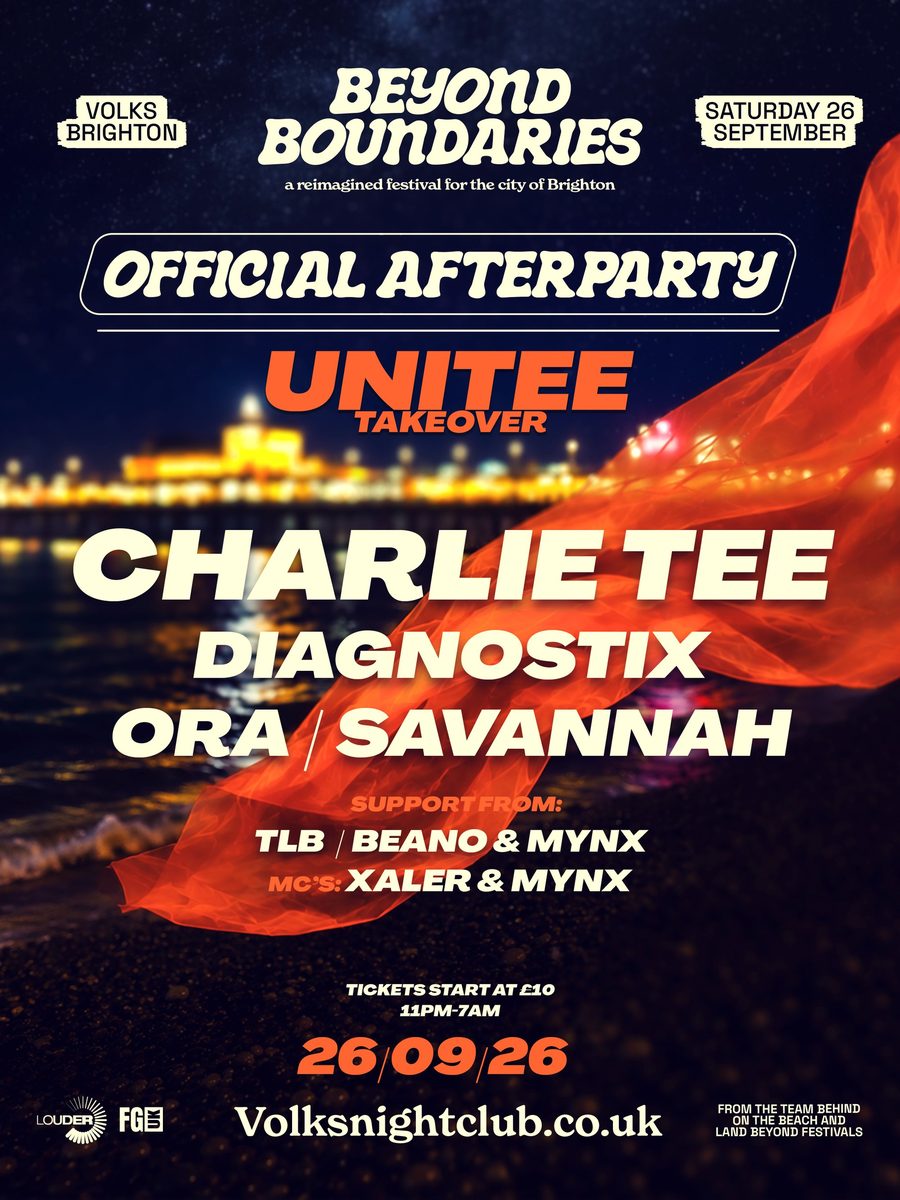 Affiche officielle de Beyond Boundaries Official Afterparty: Charlie Tee (The Volks Nightclub, Brighton, Royaume-Uni, 26 septembre 2026)