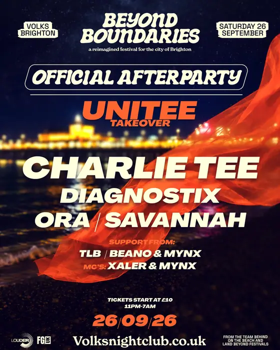 Affiche officielle de Beyond Boundaries Official Afterparty: Charlie Tee (The Volks Nightclub, Brighton, Royaume-Uni, 26 septembre 2026)