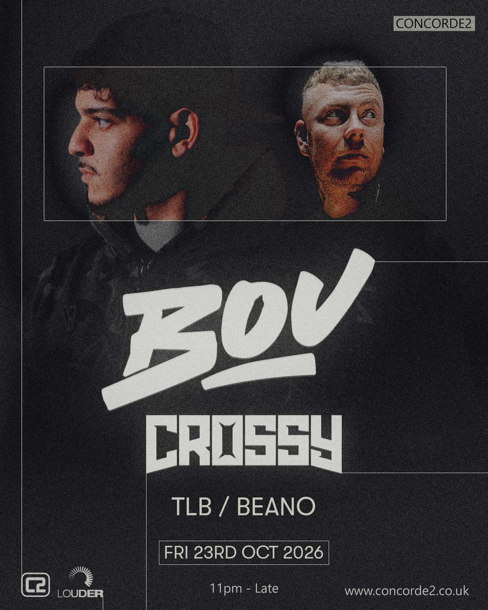 Official poster for Bou & Crossy (Concorde 2, Brighton, UK, 23 October 2026)