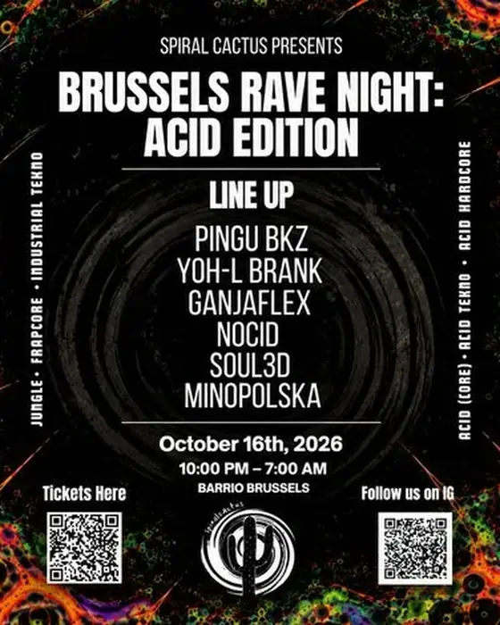 Affiche officielle de Brussels Rave Night: Acid Edition (Barrio, Brussels, Belgique, 16 octobre 2026)