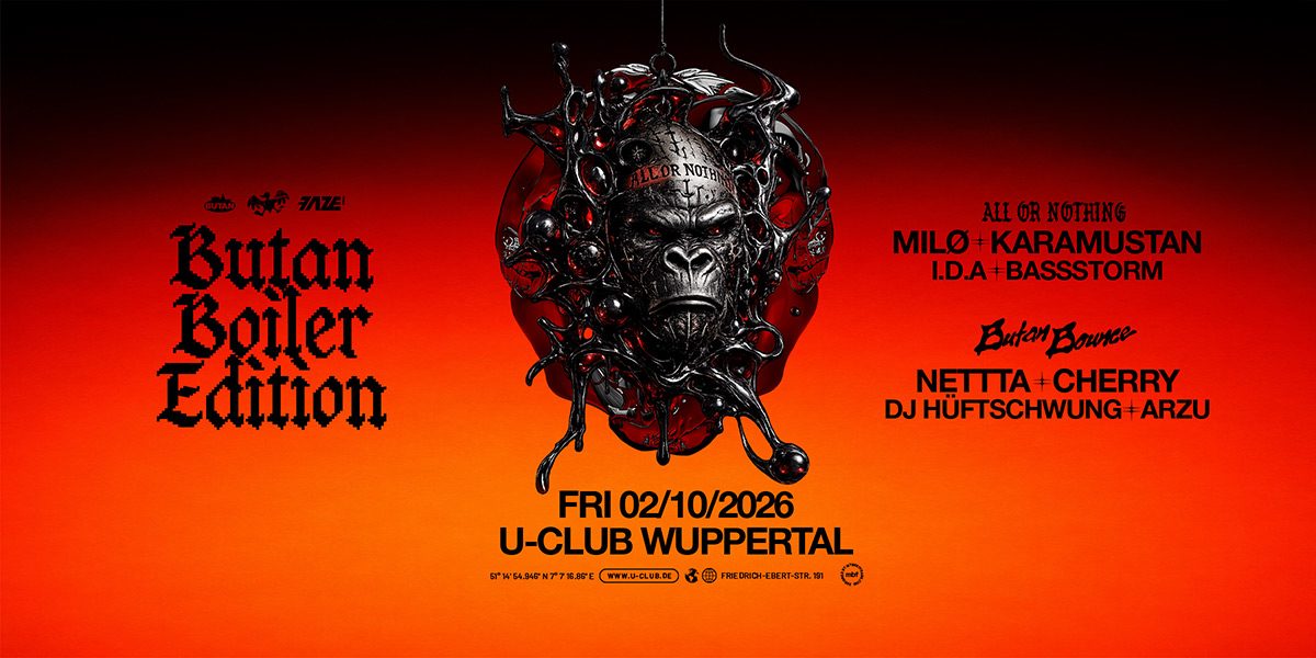 Affiche officielle de Butan Boiler Edition (U-Club, Wuppertal, Allemagne, 2 octobre 2026)