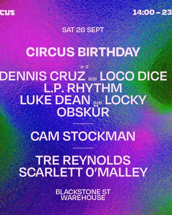 Affiche officielle de Circus Birthday Liverpool Saturday 26th September (Blackstone Street Warehouse, Liverpool, Royaume-Uni, 26 septembre 2026)