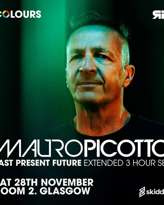 Official poster for Colours presents Mauro Picotto (Room 2, Glasgow, UK, 28 November 2026)