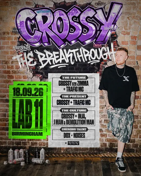 Affiche officielle de Crossy Presents: The Breakthrough (LAB11, Birmingham, Royaume-Uni, 18 septembre 2026)