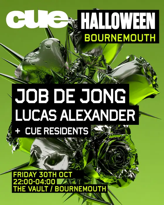 Affiche officielle de CUE - Bournemouth Halloween w. Job De Jong & Lucas Alexander (The Vault, Bournemouth, Royaume-Uni, 30 octobre 2026)