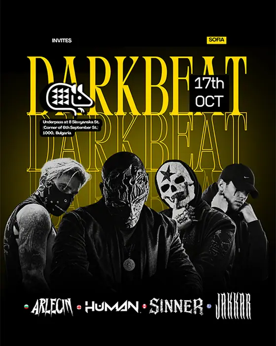 Affiche officielle de Darkbeat Invites au KUPE (KUPE, Sofia, Bulgarie, 17 octobre 2026)