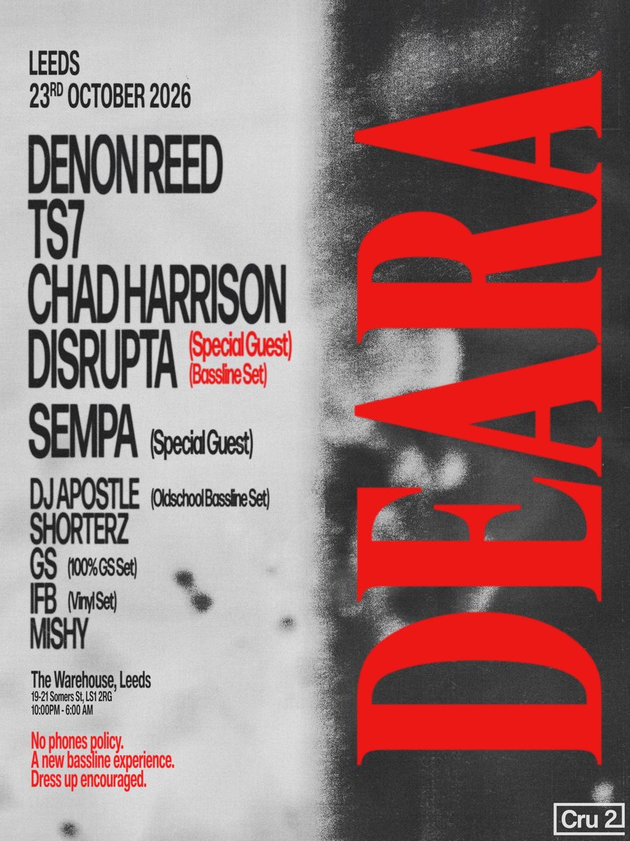 Affiche officielle de DEARA Leeds (The Warehouse Leeds, Leeds, Royaume-Uni, 23 octobre 2026)