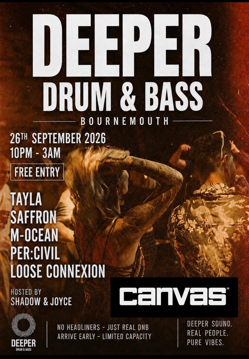 Official poster for Deeper Drum & Bass September Session (Canvas, Bournemouth, UK, 26 September 2026)