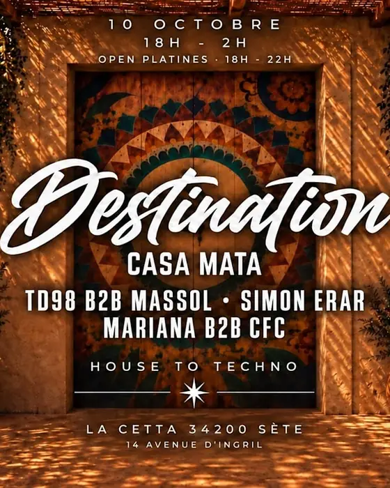 Affiche officielle de Destination La Cetta Closing Summer Saison (La Cetta, Sète, France, 10 octobre 2026)