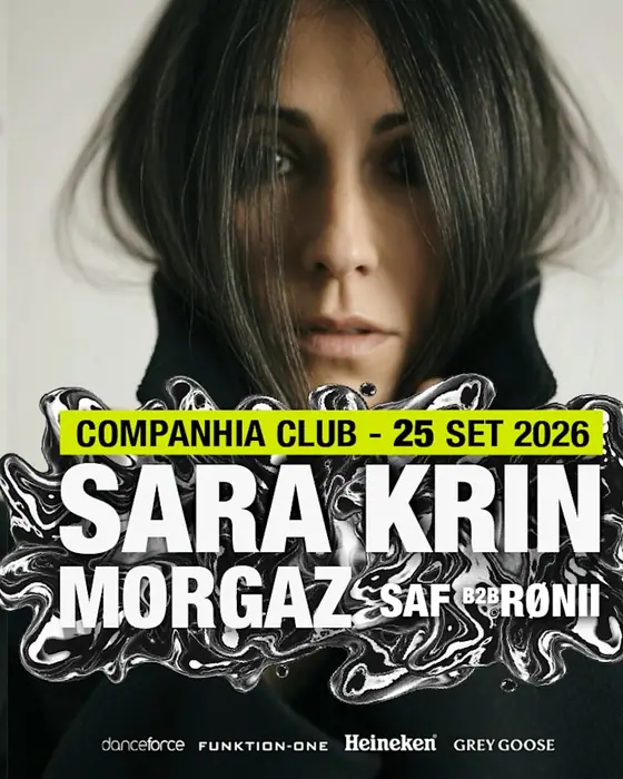 Affiche officielle de Deviant Sara Krin + Morgaz + Saf B2b Rønii (Companhia Club Covilhã, Covilhã, Portugal, 25 septembre 2026)