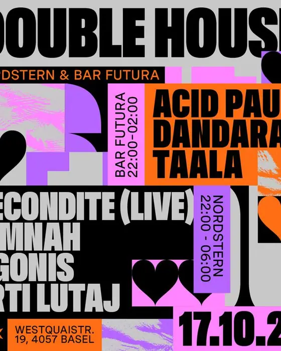 Affiche officielle de Double House - Acid Pauli & Recondite au Nordstern (Nordstern, Basel, Suisse, 17 octobre 2026)
