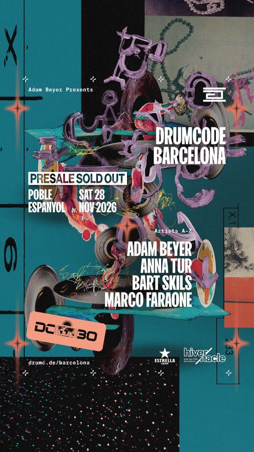 Official poster for Drumcode Barcelona (Hivernacle Pop Up Club, Poble Espanyol, Barcelona, Spain, 28 November 2026)