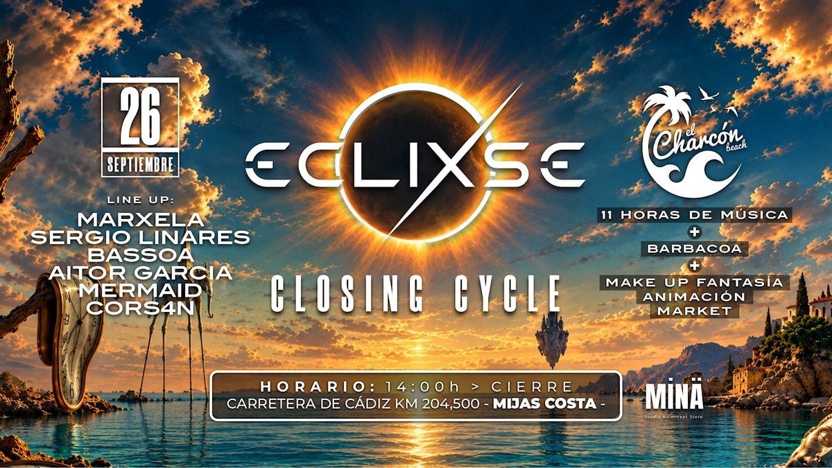 Affiche officielle de Eclixse Beach 26 Septiembre (El Charcón Beach, Málaga, Espagne, 26 septembre 2026)