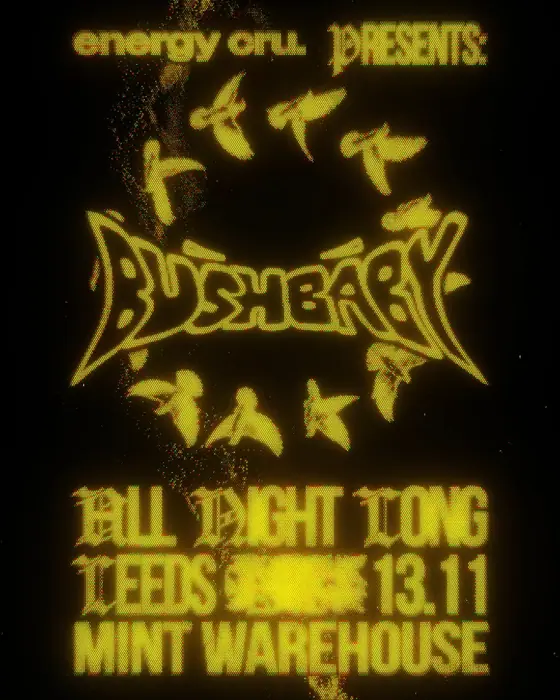 Affiche officielle de Energy Cru presents: Bushbaby [All Night Long] (Mint Warehouse, Leeds, Royaume-Uni, 13 novembre 2026)