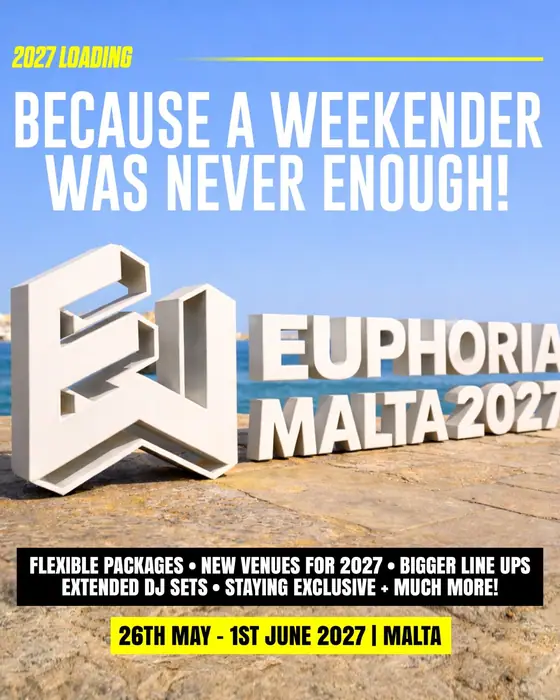 Affiche officielle de Euphoria Malta (Gianpula Village, Rabat, Malte, 26 mai 2027)