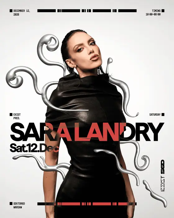 Affiche officielle de EXIST pres. Sara Landry (SEKTOR6D, Warsaw, Pologne, 12 décembre 2026)