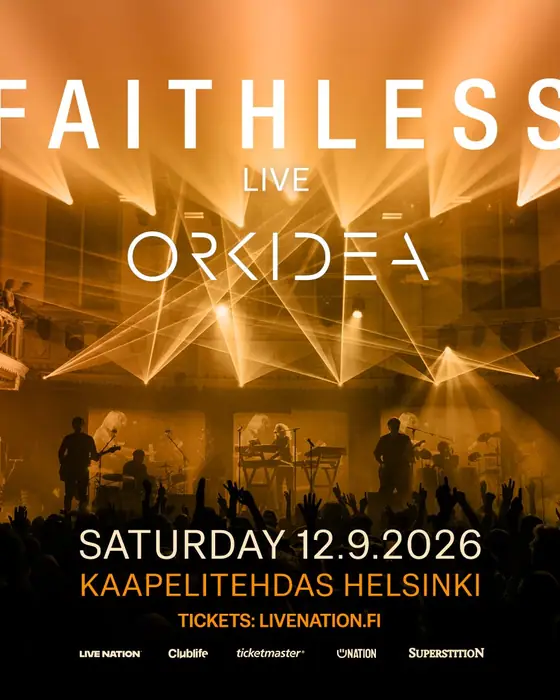 Affiche officielle de Faithless (Merikaapelihalli, Helsinki, Finlande, 12 septembre 2026)