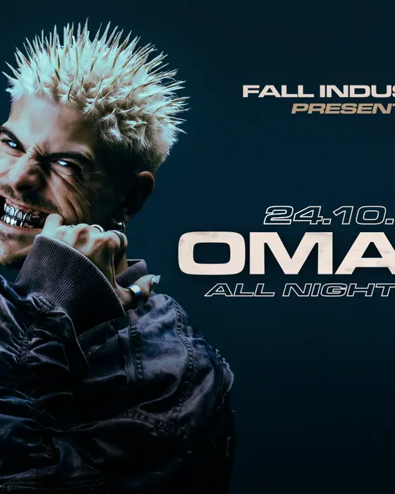 Affiche officielle de Fall Industry présente Omaks All Night Long (Le Bikini, Ramonville-Saint-Agne, France, 24 octobre 2026)