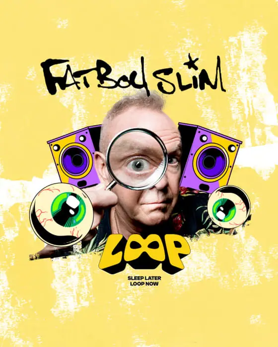 Affiche officielle de Fatboy Slim en LOOP (Fabrik, Humanes de Madrid, Espagne, 10 octobre 2026)
