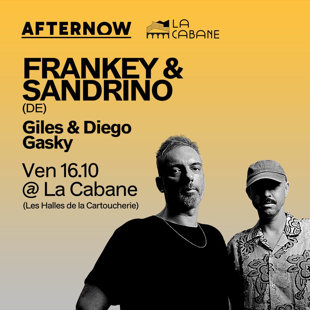 Affiche officielle de Frankey & Sandrino à La Cabane (La Cabane - Les Halles de la Cartoucherie, Toulouse, France, 16 octobre 2026)
