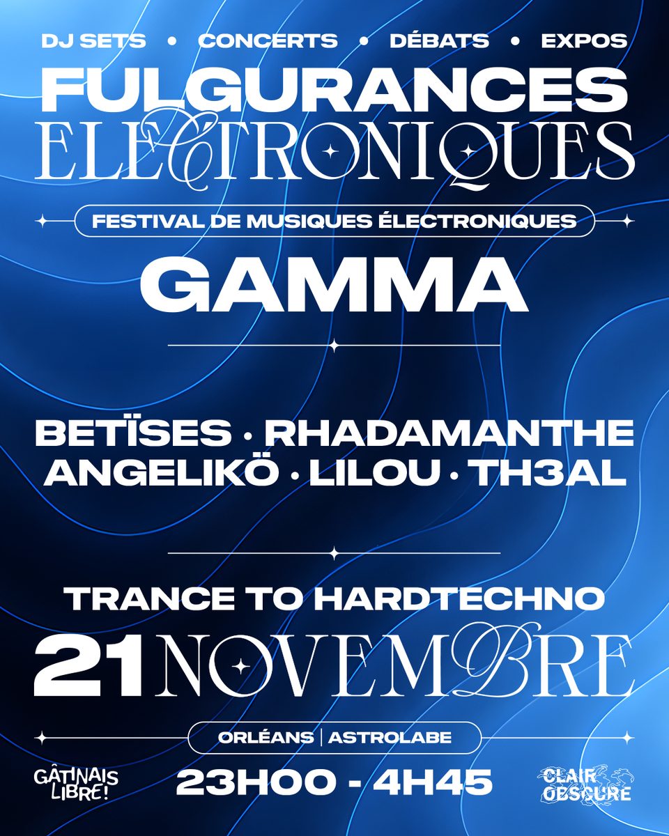 Affiche officielle de Fulgurances Électroniques (L'Astrolabe, Orléans, France, 21 novembre 2026)