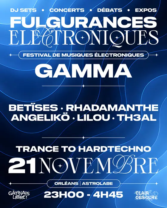 Official poster for Fulgurances Électroniques (L'Astrolabe, Orléans, France, 21 November 2026)