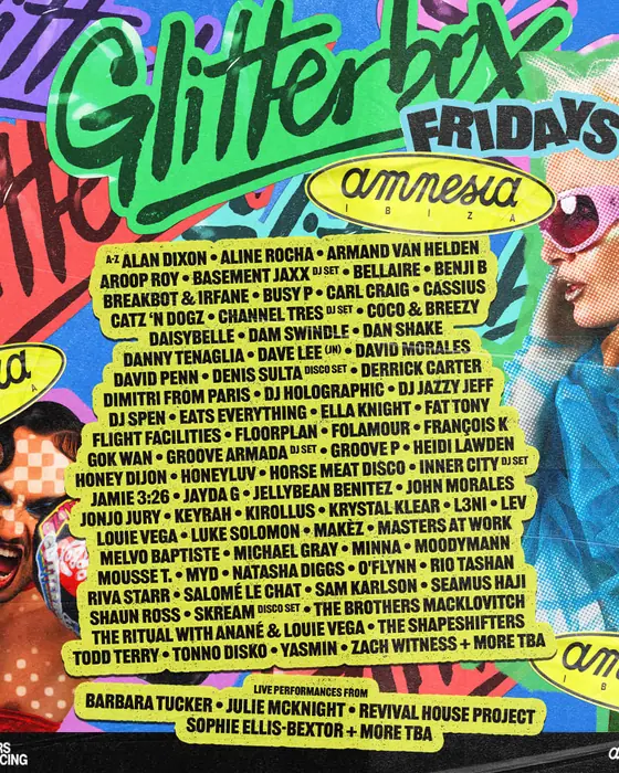 Affiche officielle de Glitterbox Closing Party (Amnesia, Ibiza, Espagne, 9 octobre 2026)