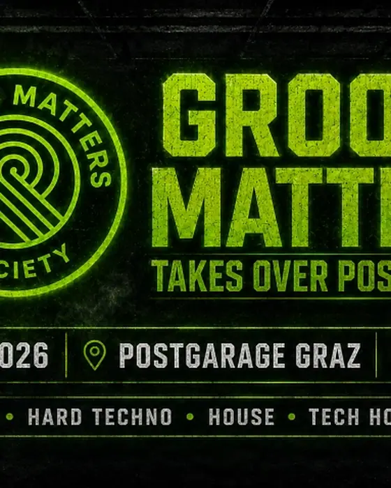 Affiche officielle de Groove Matters à la Postgarage (Postgarage, Graz, Autriche, 27 novembre 2026)