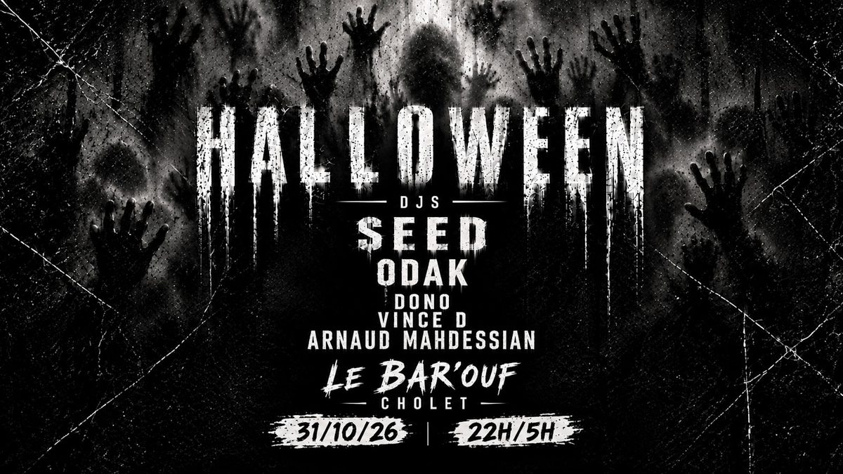 Affiche officielle de Halloween Techno (Le Bar'ouf, Cholet, France, 31 octobre 2026)