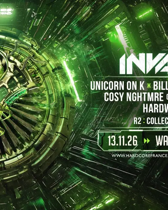 Affiche officielle de Hardcore France & Eskape présentent Invasion (Warehouse, Nantes, France, 13 novembre 2026)