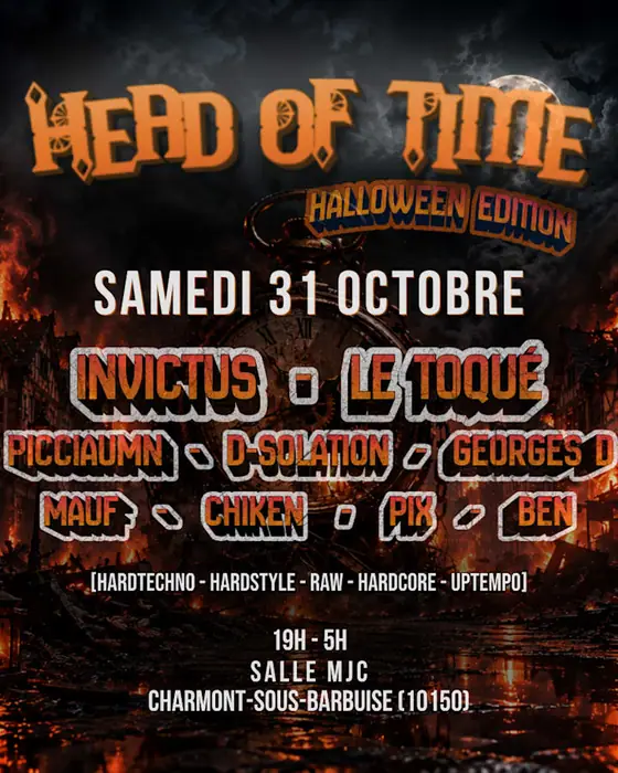 Affiche officielle de Headoftime Halloween Edition 🎃 (MJC Charmont s/Barbuise, Charmont-sous-Barbuise, France, 31 octobre 2026)