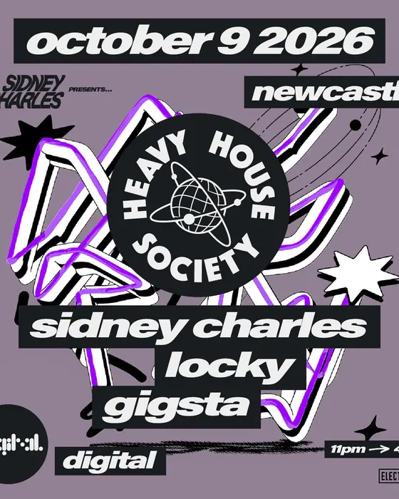 Affiche officielle de Heavy House Society: Sidney Charles, Locky, Gigsta (Digital, Newcastle, Royaume-Uni, 9 octobre 2026)