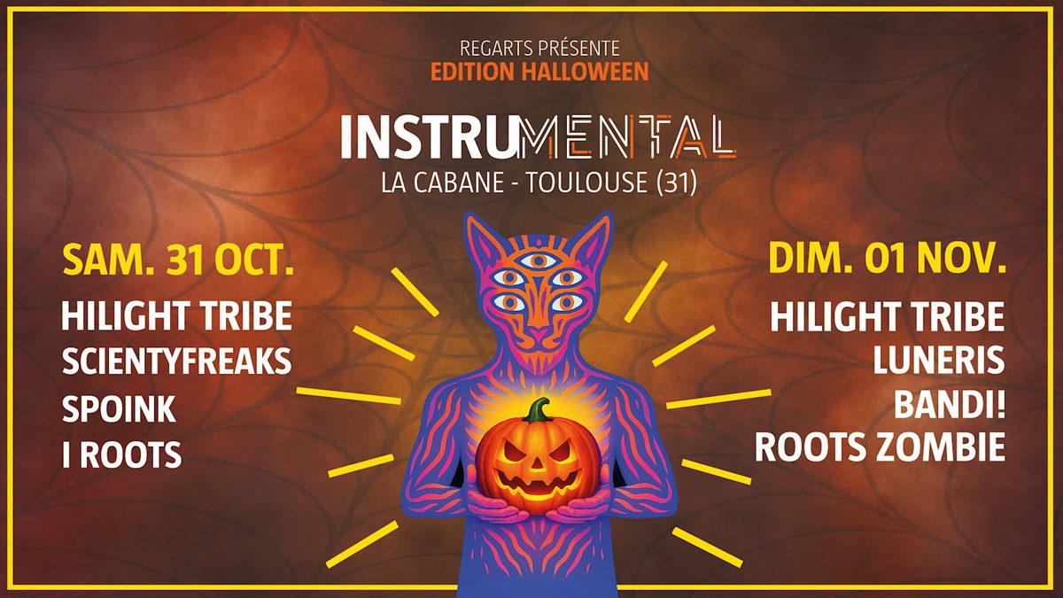Affiche officielle de Hilight Tribe Instrumental Halloween (La Cabane - Les Halles de la Cartoucherie, Toulouse, France, 31 octobre 2026)
